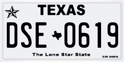 TX license plate DSE0619