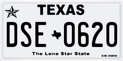 TX license plate DSE0620