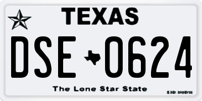 TX license plate DSE0624