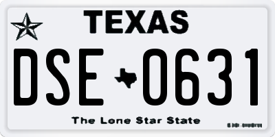 TX license plate DSE0631