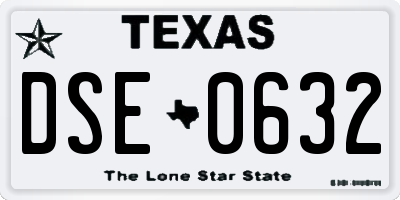 TX license plate DSE0632