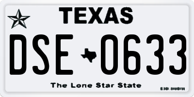 TX license plate DSE0633