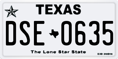 TX license plate DSE0635