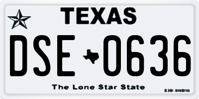 TX license plate DSE0636