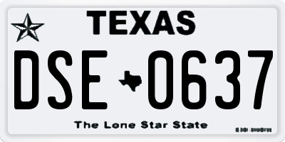 TX license plate DSE0637