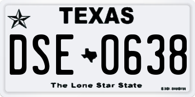 TX license plate DSE0638