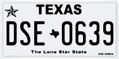 TX license plate DSE0639