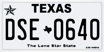 TX license plate DSE0640