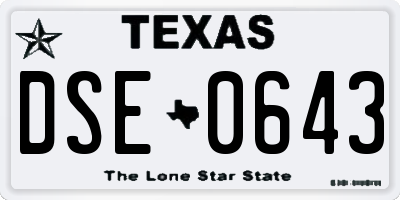 TX license plate DSE0643