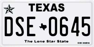 TX license plate DSE0645