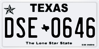 TX license plate DSE0646
