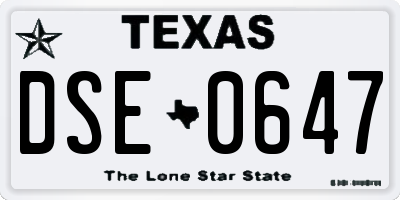 TX license plate DSE0647