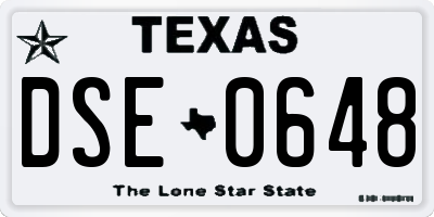 TX license plate DSE0648