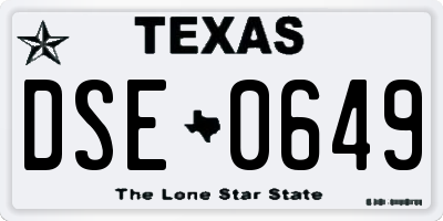 TX license plate DSE0649