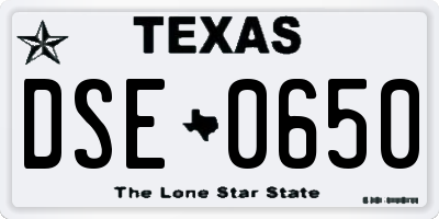 TX license plate DSE0650