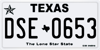 TX license plate DSE0653