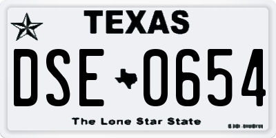 TX license plate DSE0654