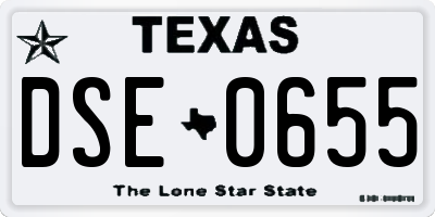 TX license plate DSE0655