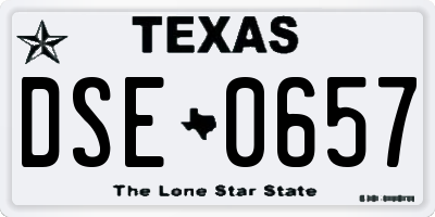 TX license plate DSE0657
