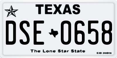 TX license plate DSE0658