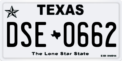 TX license plate DSE0662