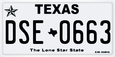 TX license plate DSE0663