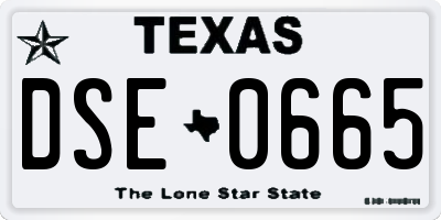 TX license plate DSE0665