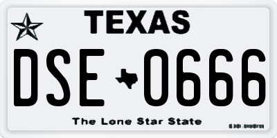 TX license plate DSE0666