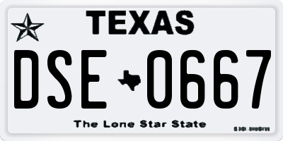 TX license plate DSE0667