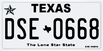 TX license plate DSE0668