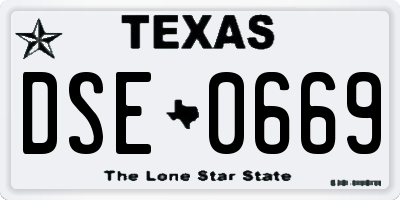 TX license plate DSE0669