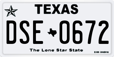 TX license plate DSE0672