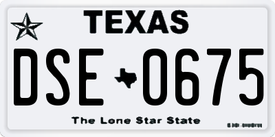 TX license plate DSE0675