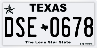 TX license plate DSE0678