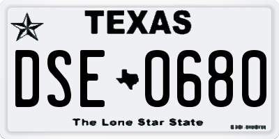 TX license plate DSE0680
