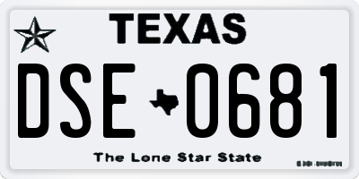 TX license plate DSE0681