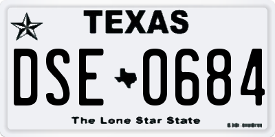 TX license plate DSE0684