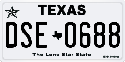 TX license plate DSE0688