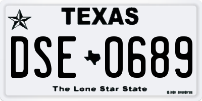 TX license plate DSE0689