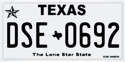TX license plate DSE0692