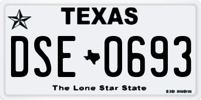 TX license plate DSE0693