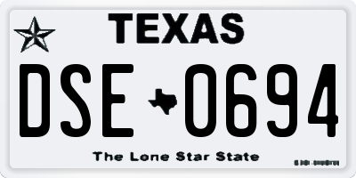 TX license plate DSE0694