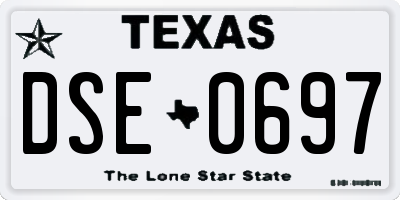 TX license plate DSE0697