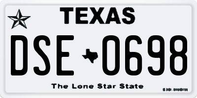 TX license plate DSE0698