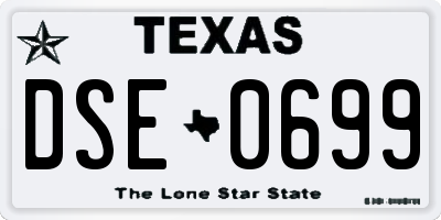 TX license plate DSE0699