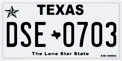 TX license plate DSE0703