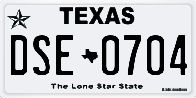 TX license plate DSE0704