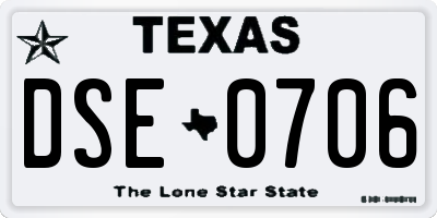 TX license plate DSE0706