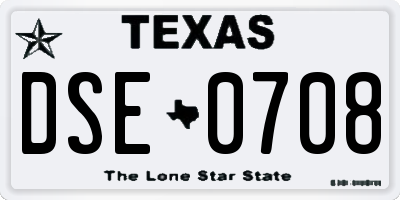TX license plate DSE0708