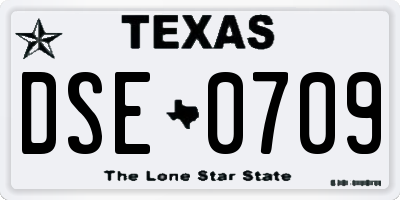 TX license plate DSE0709